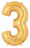 Große Folienballon Zahl 3 (gold) 101cm