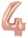 Große Folienballon Zahl 4 (rose Gold) - 101cm