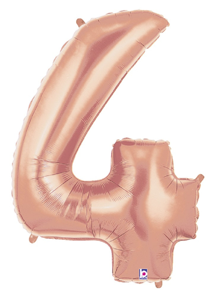 Große Folienballon Zahl 4 (rose Gold) - 101cm