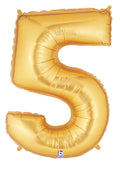 Große Folienballon Zahl 5 (gold) 101cm