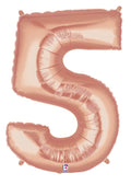 Große Folienballon Zahl 5 (rose Gold) - 101cm