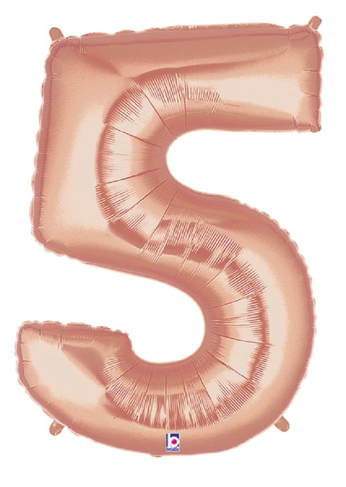 Große Folienballon Zahl 5 (rose Gold) - 101cm
