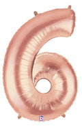 Große Folienballon Zahl 6 (rose Gold) - 101cm