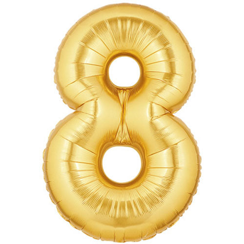 Große Folienballon Zahl 8 (gold) 101cm