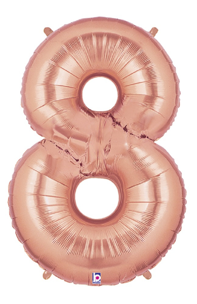 Große Folienballon Zahl 8 (rose Gold) - 101cm
