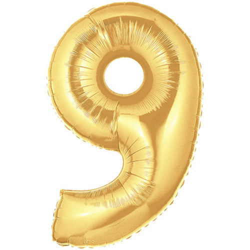 Große Folienballon Zahl 9 (gold) 101cm