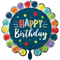 Happy Birthday Dot Circle Diamonds Folienballon - 66cm 26''