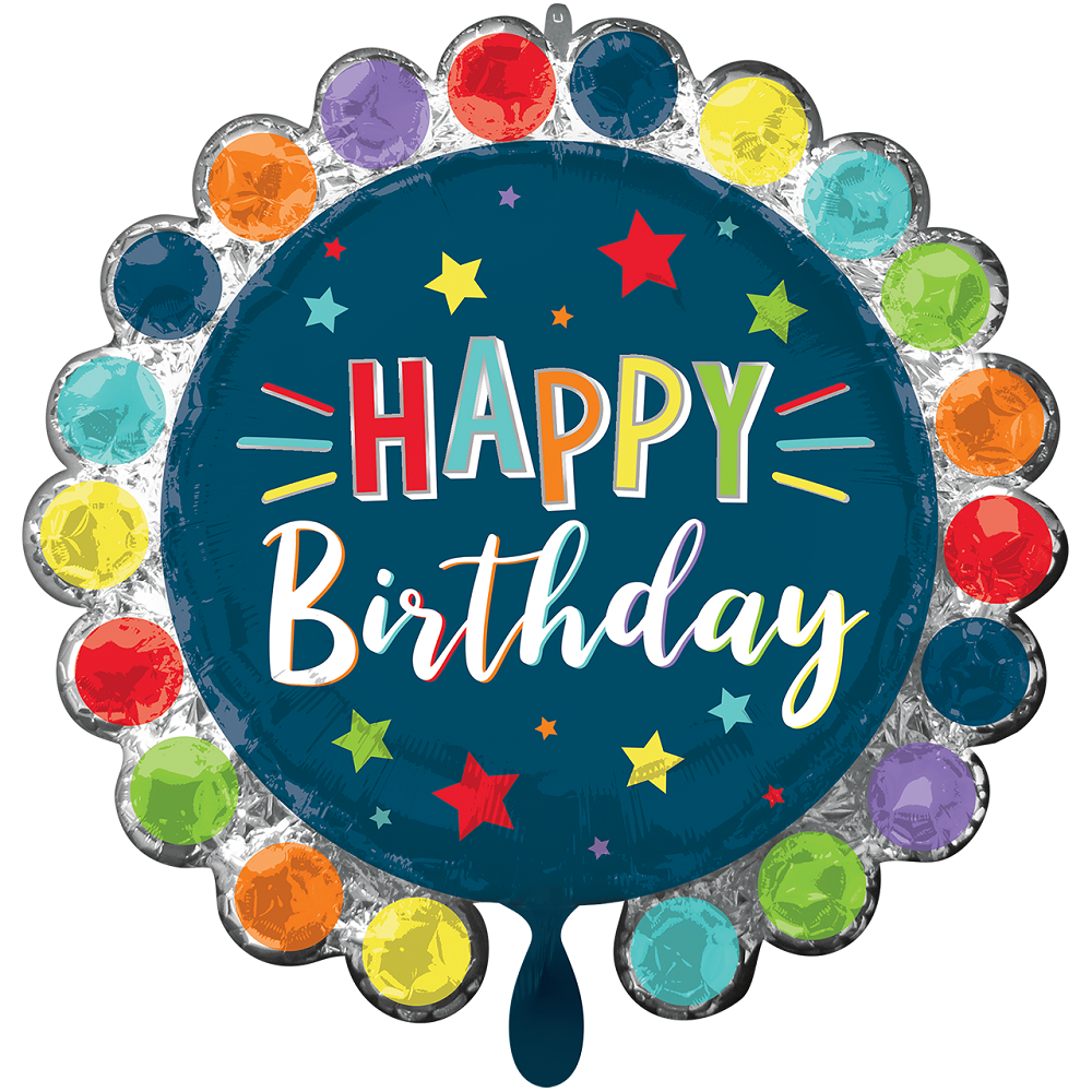 Happy Birthday Dot Circle Diamonds Folienballon - 66cm 26''