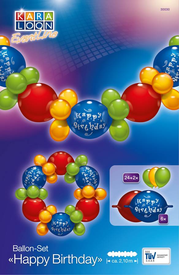 Happy Birthday Girlande 32 teilig Latex Luftballon ca. 2,1m