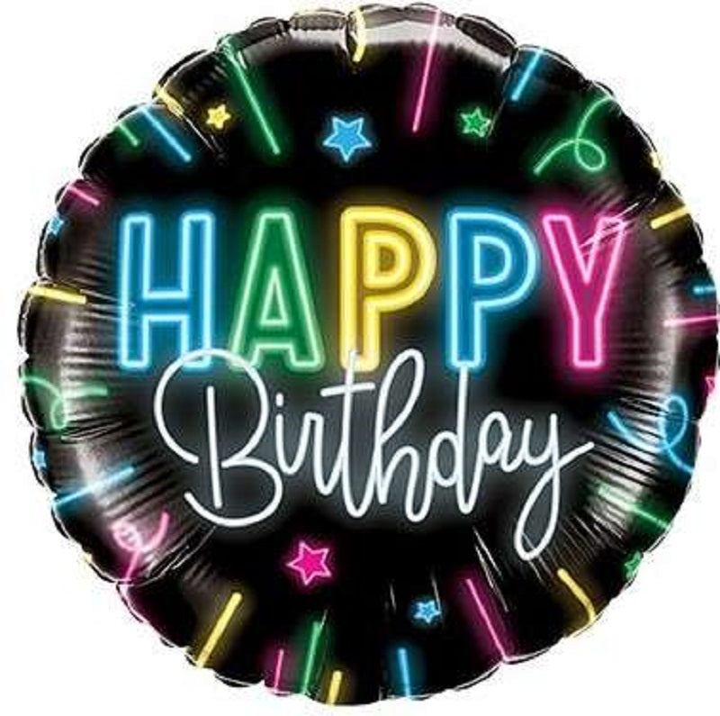 Happy Birthday Neon Glow Folienballon 46cm 18''