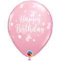 Happy Birthday Rosa Ballerina Slippers Stars 27,5cm 11 Inch Latex Luftballons Qualatex