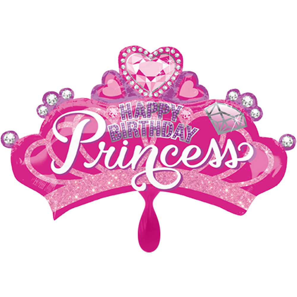 Happy Birthday Princess Crown Folienballon - 81cm 31''