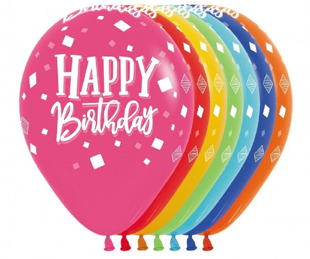 Happy Birthday Squares Fashion Assortment 30cm 12" Latex Luftballons Sempertex