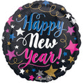 Happy New Year Blue White Pink Folienballon 45cm 18 Inch
