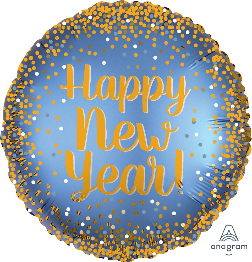 Happy New Year  Gold  und Satin Folienballon 45cm 18 Inch