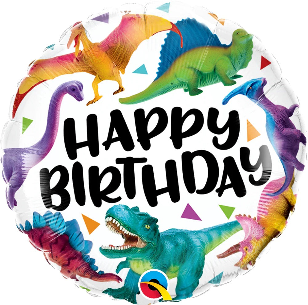Happy Birthday Colorful Dinosaurs Folienballon 46cm 18''