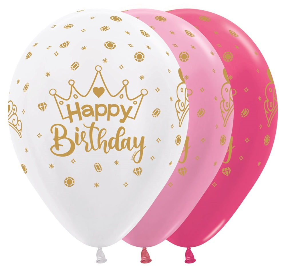 Happy Birthday Crown Assortment 30cm 12 Inch Latex Luftballons Sempertex