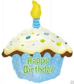 Happy Birthday Cupcake blau Folienballon 45cm 18"