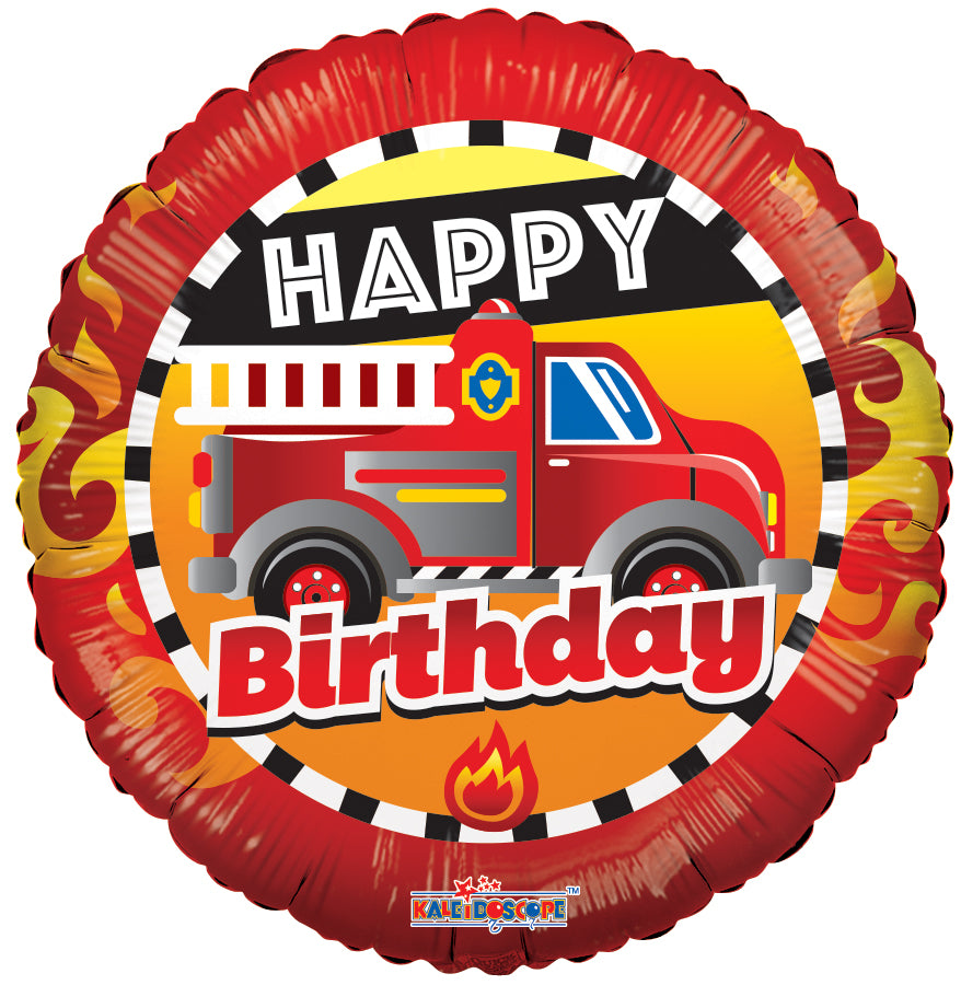 Happy Birthday Fire Truck Folienballon 45cm