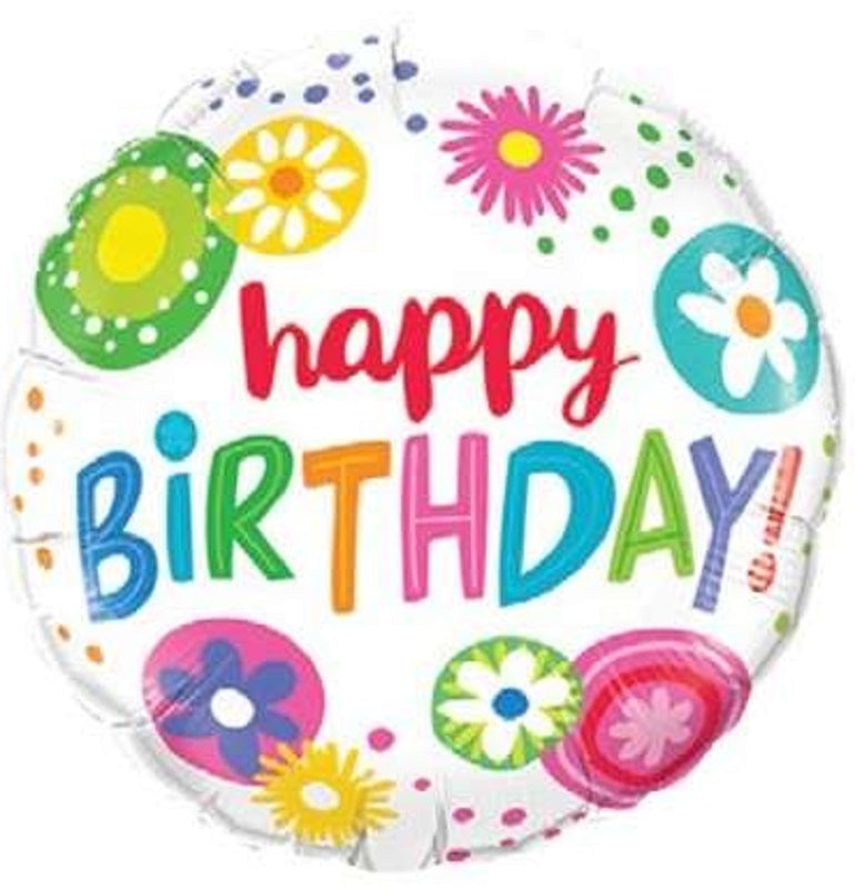 Happy Birthday Floral Circles Folienballon 46cm 18''