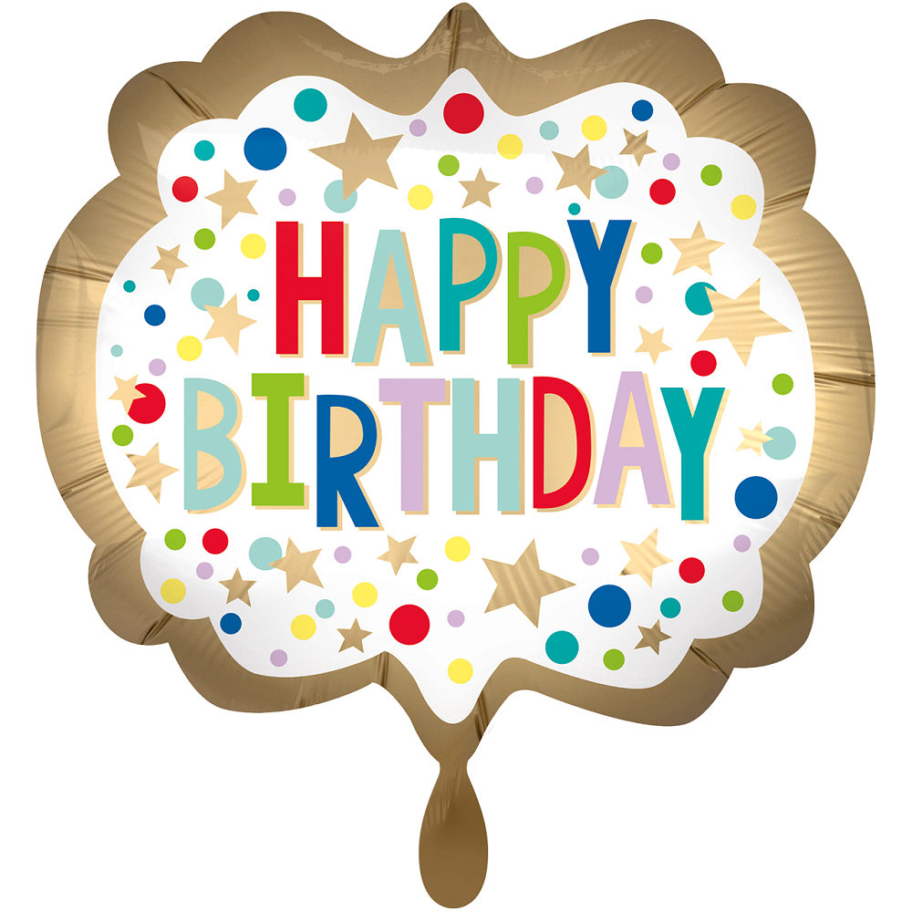 Happy Birthday Gold Satin Marquee Dots Folienballon - 63cm 25''