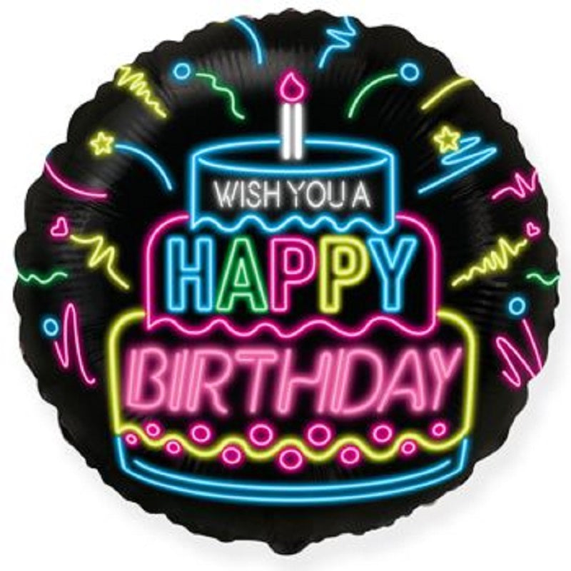 Happy Birthday Neon Folienballon 45cm