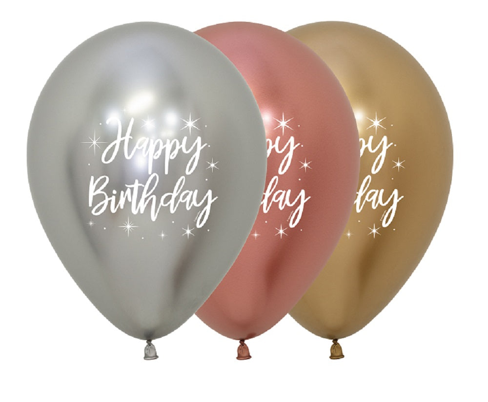Happy Birthday Radiant Reflex Assortment 12,5cm 5" Latex Luftballons Sempertex 25 Stück