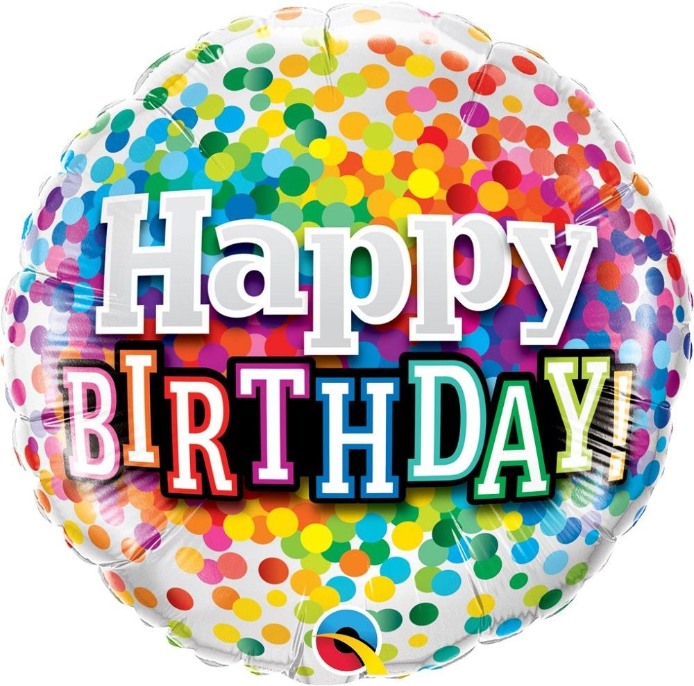 Happy Birthday Rainbow Confetti Folienballon 46cm 18''