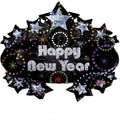 Happy New Year Black Star Folienballon 83cm 33"
