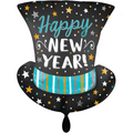 Happy New Year Top Hat Zylinder Satin Infused Folienballon - 60cm 24''