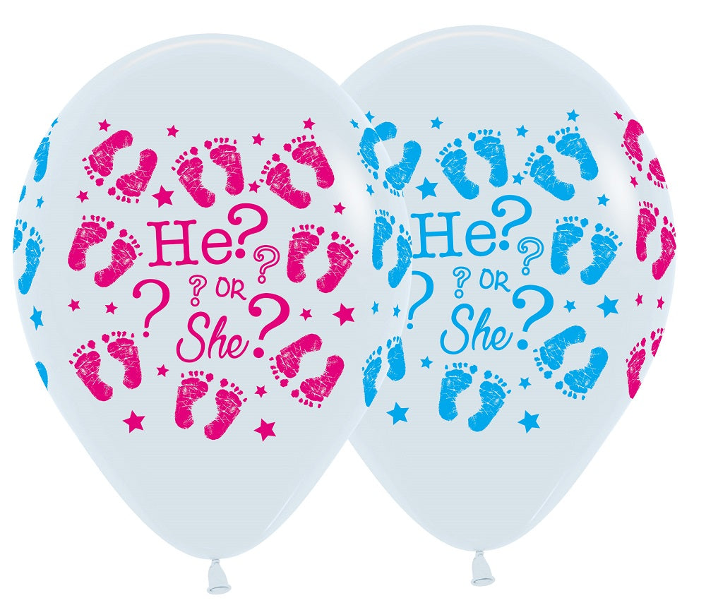 He or She? Footprints 30cm 12" Latex Luftballons Sempertex