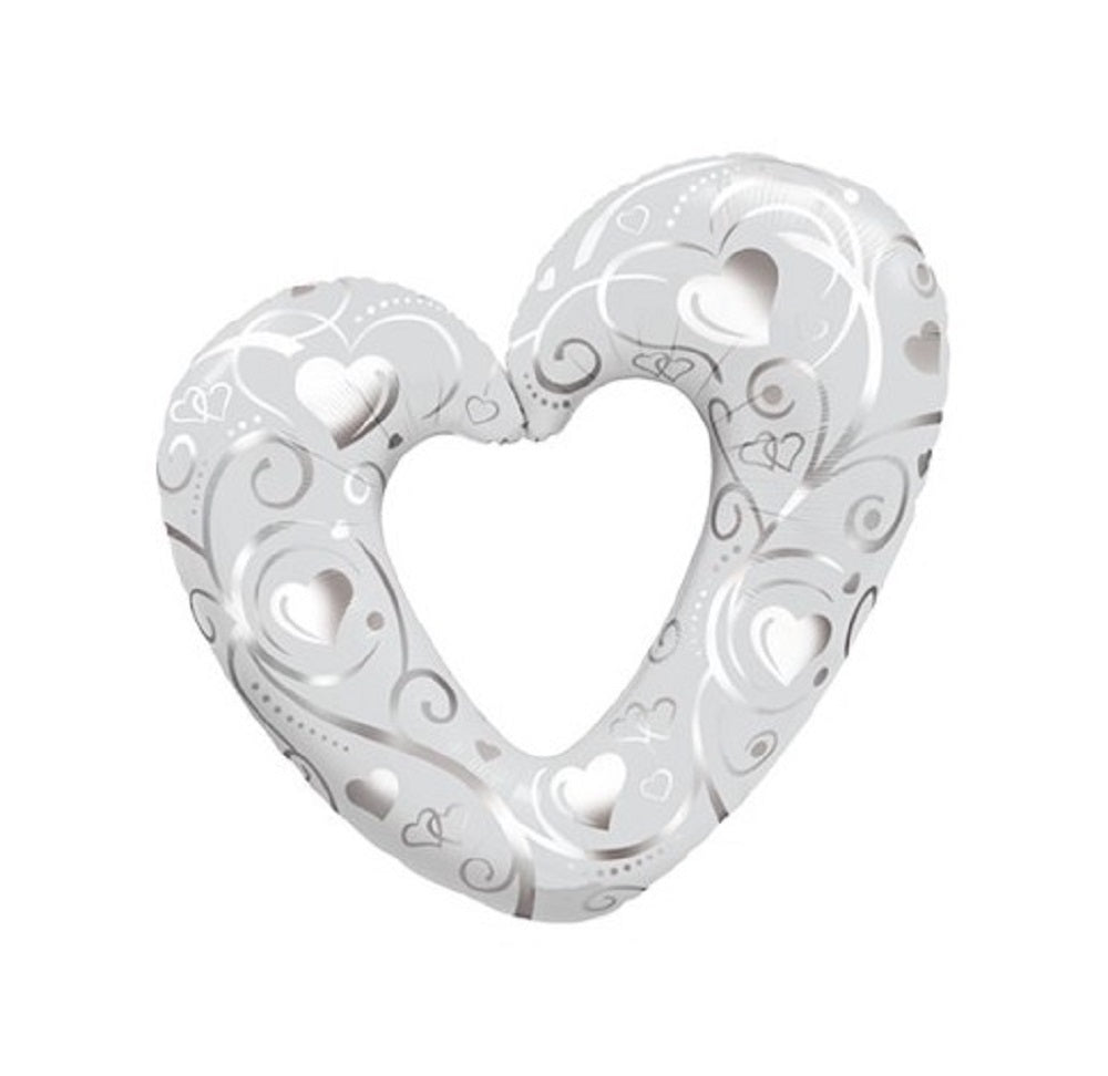 Hearts und Filigree Pearl White Folienballon - 107cm 42''
