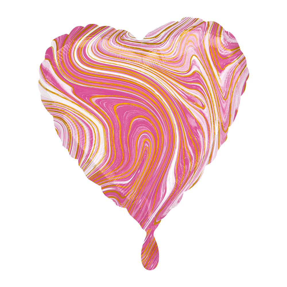 Herz marmoriert Marblez Pink Folienballon - 43cm 17''