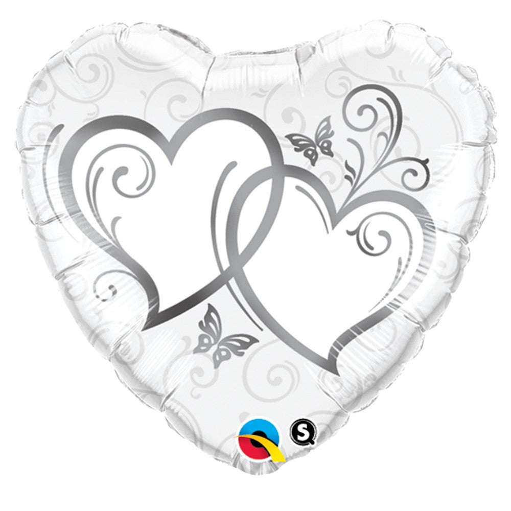 Herzen silber Hochzeit Folienballon 46cm 18"