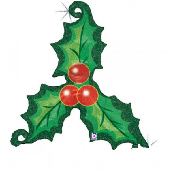 Holly Blätter mit roten Beeren Folienballon 106cm 42"
