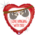 I Love hanging with you Faultier Folienballon - 46cm