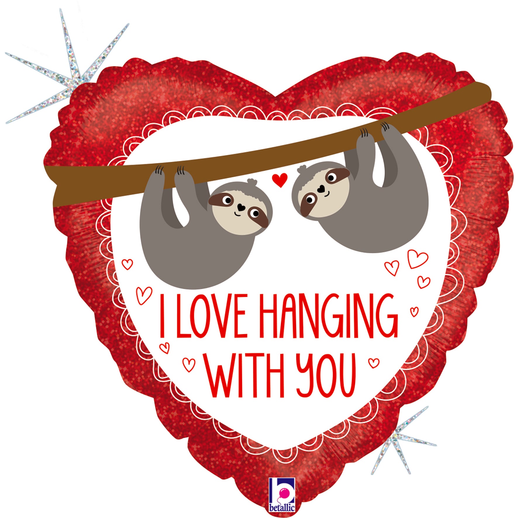 I Love hanging with you Faultier Folienballon - 46cm