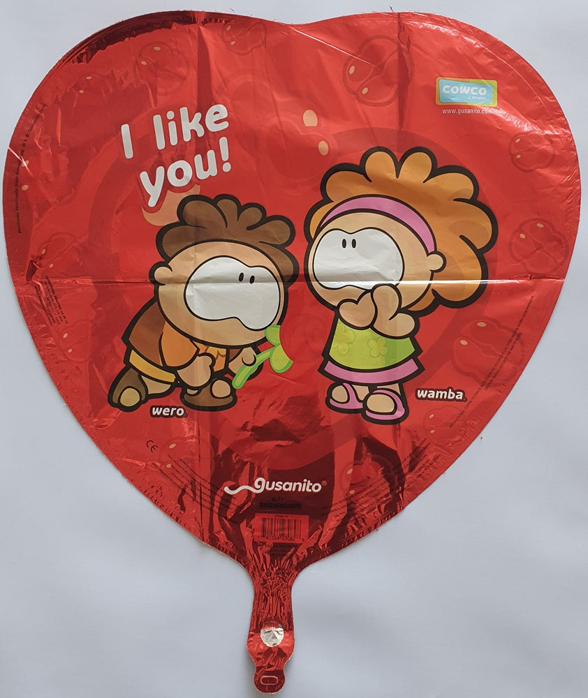I like You Herz Wero und Wamba Herz Folienballon 45cm 18''
