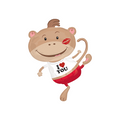I Love you Affe Folienballon - 86cm 34''