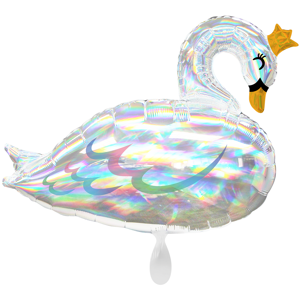 Schwan mit Krone iridescent Swan Folienballon - 73cm 28,5''