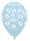 It's a Boy Footprint 640 Pastel Matte Blue 30cm 12 Inch Latex Luftballons Sempertex