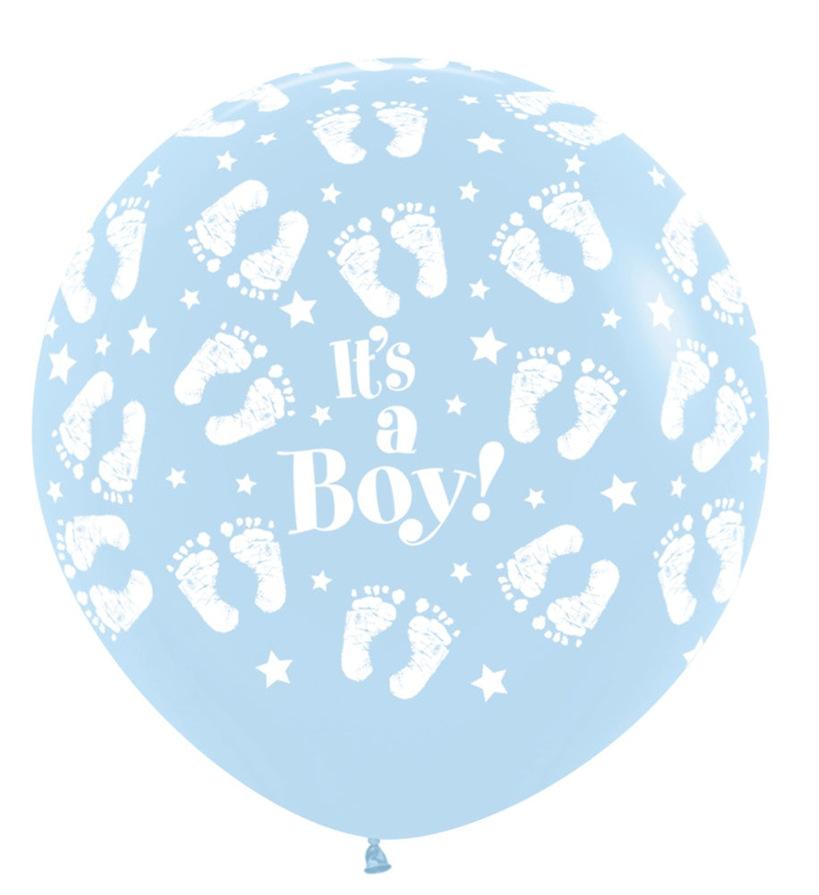 It's a Boy Footprint 640 Pastel Matte Blue 61cm 24 Inch Latex Luftballons Sempertex