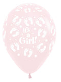It's a Girl Footprint 609 Pastel Matte Pink 30cm 12 Inch Latex Luftballons Sempertex