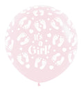 It's a Girl Footprint 609 Pastel Matte Pink 61cm 24 Inch Latex Luftballons Sempertex