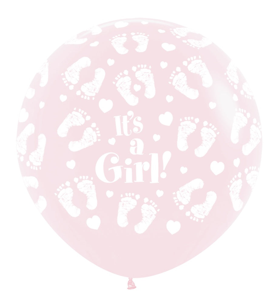 It's a Girl Footprint 609 Pastel Matte Pink 61cm 24 Inch Latex Luftballons Sempertex