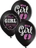 It´s a Girl Pastel Black Schwarz 30cm 12" Latex Luftballons Belbal