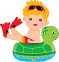 Junge im Schwimmring mit Schildkröte Folienballon 107cm 42"