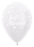Just Married Hearts 406 Satin Pearl Pearl 30cm 12 Inch Latex Luftballons Sempertex