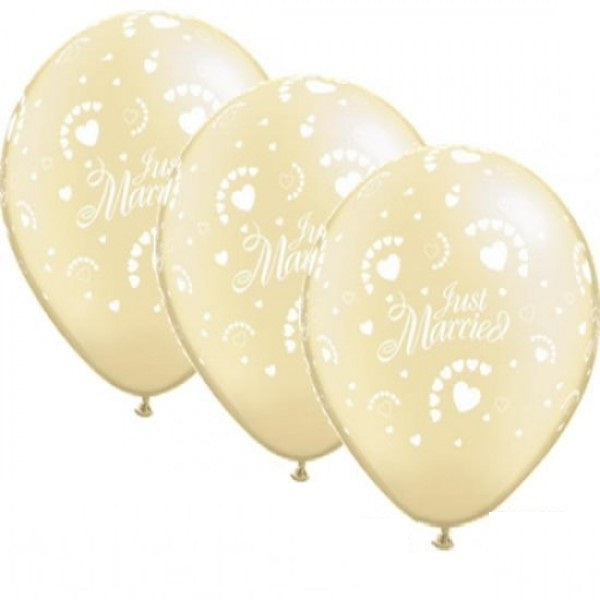 Just married Elfenbein 27,5cm 11" Latex Luftballons Qualatex