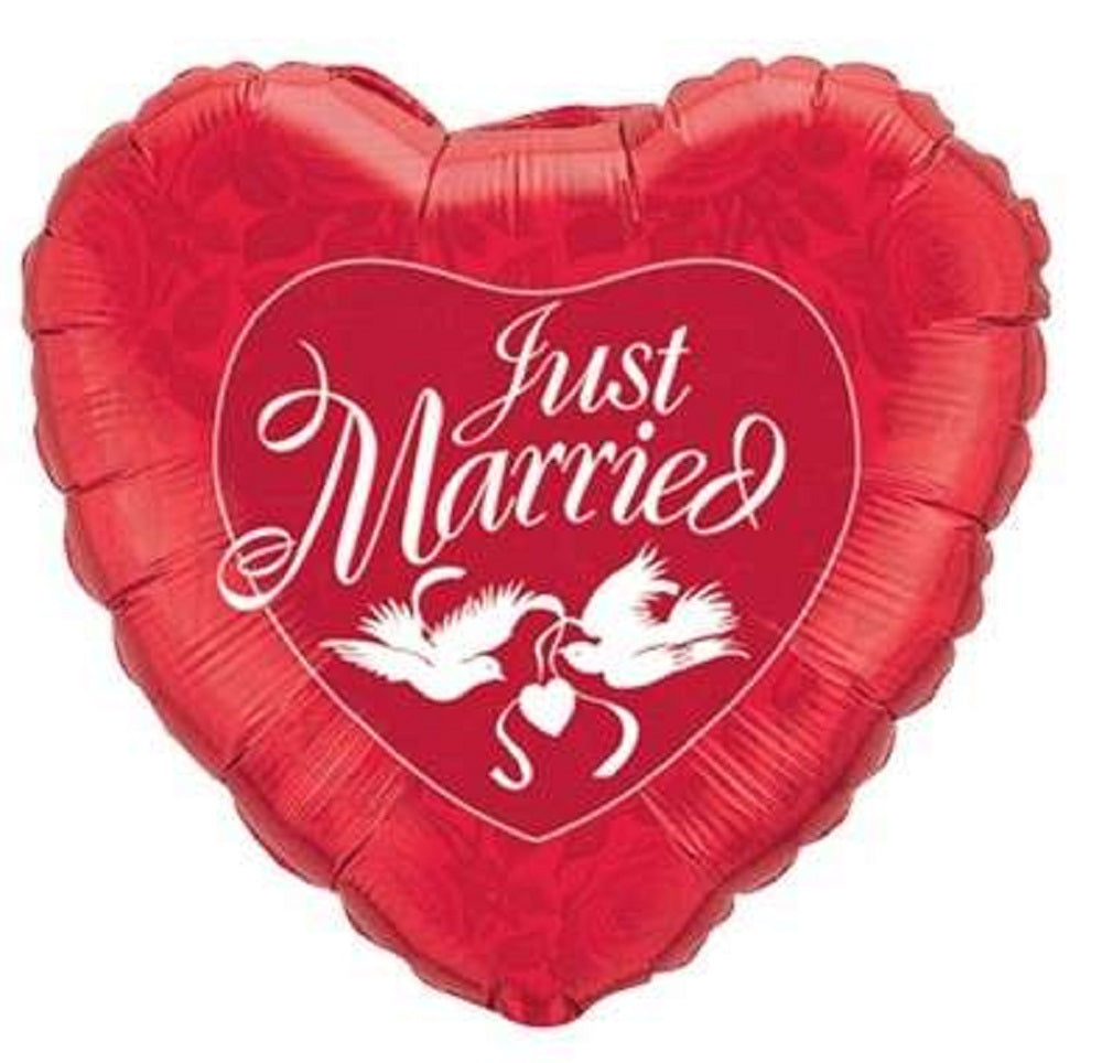 Just married Herz mit Tauben rot Hochzeit - 90cm 35"